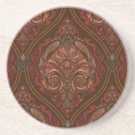 Bruine vintage paisley mandala ronde onderzetter -