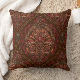 Bruine vintage paisley mandala-werpkussen - Boho  Kussen