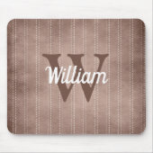 Bruine Vintage Pinstripe Retro Monogram Muismat (Voorkant)