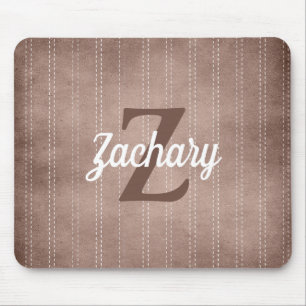 Bruine Vintage Pinstripe Retro Monogram Muismat