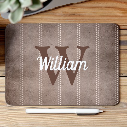 Bruine Vintage Pinstripe Retro Monogram Muismat