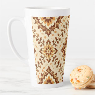 Bruine vintage shabby patroon latte mok