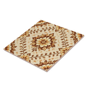 Bruine vintage shabby patroon tegeltje