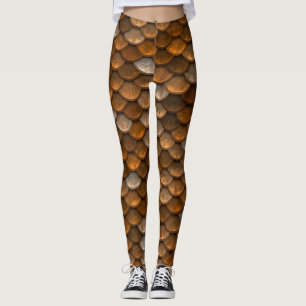Bruine Vissen Schubben Zeemeermin Leggings