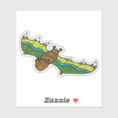 Bruine vleermuis met berglandschap vleugels en riv sticker (Vel)