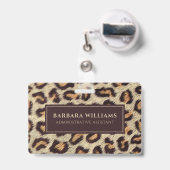 Bruine vlekvormig bladerspatroon met bont textuur badge (Achterkant met uittrekbare clip)