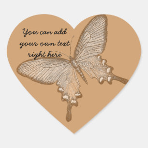Bruine Vlinder Hart Stickers