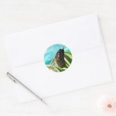 Bruine vlinder ronde sticker (Envelop)