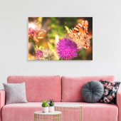 Bruine vlinder roze doorn foto canvas Print (Insitu (Woonkamer))