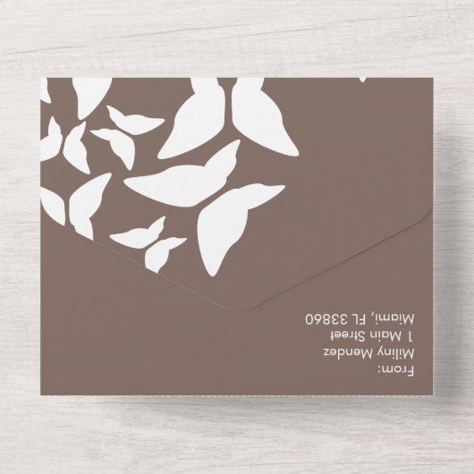 Bruine Vlinders Aardse Trouw    All In One Uitnodiging (Achterkant)