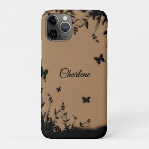 Bruine vlindertuin gepersonaliseerd Case-Mate iPhone case