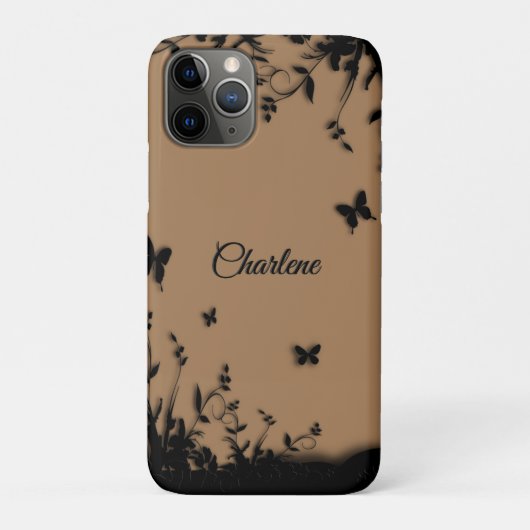 Bruine vlindertuin gepersonaliseerd Case-Mate iPhone case (Achterkant)