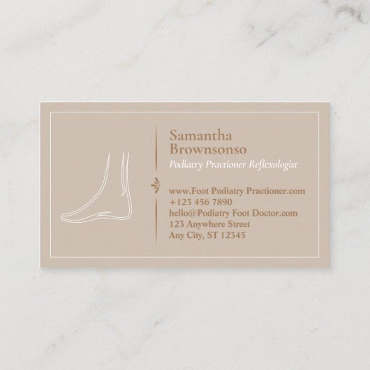 Bruine Voet Massage Care Podiatry Reflexologist Visitekaartje (Achterkant)