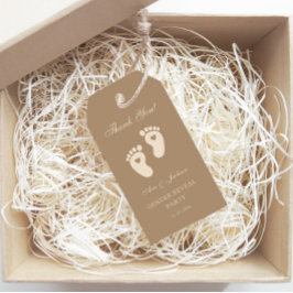 Bruine voetafdrukken Geslacht onthullen Dank u Cadeaulabel