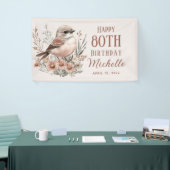 Bruine vogel 80e gelukkige verjaardag spandoek (Beurs)