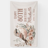 Bruine Vogel 80e Verjaardag Gelukkig Spandoek (Verticaal)