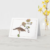 Bruine vogel op een kleurrijke Blackberry Branch Kaart (Gele Bloem)