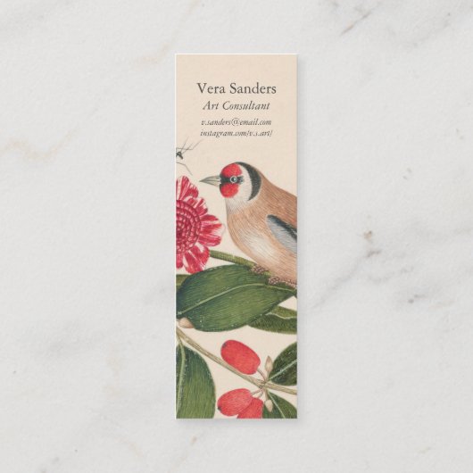 Bruine vogels, anjers en vlinders bladwijzer mini visitekaartje (Achterkant)