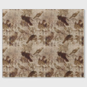 Bruine vogels en bijkantoren cadeaupapier (Vlak)