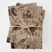 Bruine vogels en bijkantoren inpakpapier vel (In situ)