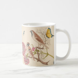 Bruine vogels met anjers en vlinders koffiemok