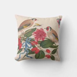 Bruine vogels met bloemen en vlinder kussen