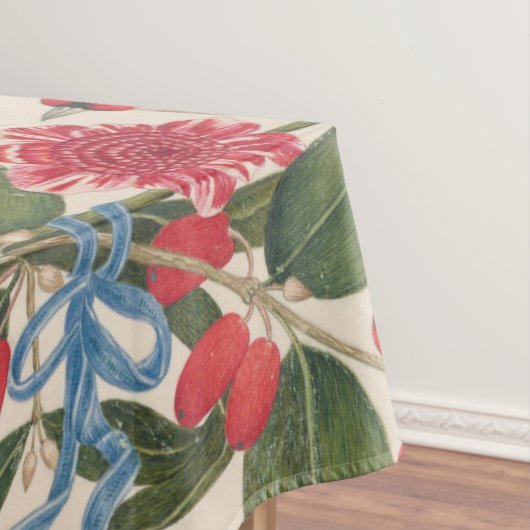 Bruine vogels met bloemen en vlinder tafelkleed (Voorbeeld)