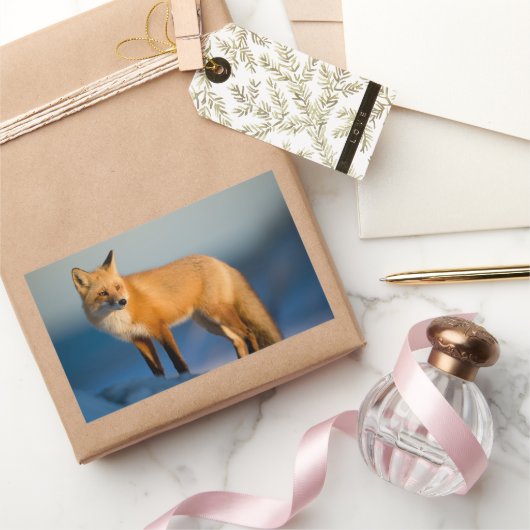 Bruine vos rechthoekige sticker (Geschenken)