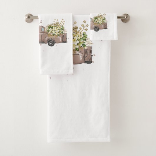 Bruine vrachtwagenbloemen — Familienaam boerenfami Bad Handdoek (Insitu)