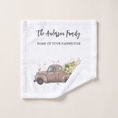 Bruine vrachtwagenbloemen — Familienaam boerenfami Bad Handdoek (Wasdoekje)