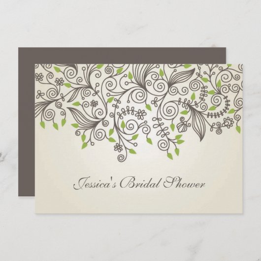 Bruine Vrijgezellenfeesten en groene bladeren Kaart (Voorkant / Achterkant)