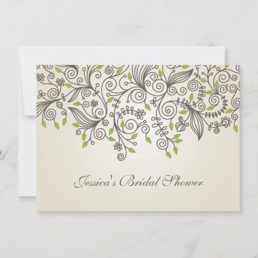 Bruine Vrijgezellenfeesten en groene bladeren Kaart (Voorkant)