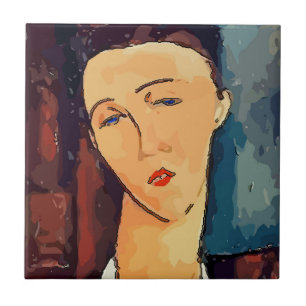 Bruine Vrouw Abstracte Tegel, voeg tekst toe Tegel Tegeltje