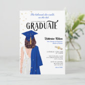 Bruine vrouw blauw Ze geloofde dat afstuderen Kaart (Staand voorkant)