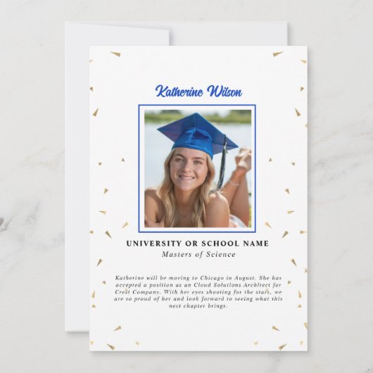 Bruine vrouw blauw Ze geloofde dat afstuderen Kaart (Achterkant)