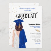 Bruine vrouw blauw Ze geloofde dat afstuderen Kaart (Voorkant / Achterkant)