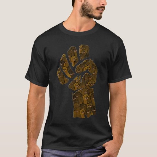 Bruine vuist t-shirt (Voorkant)