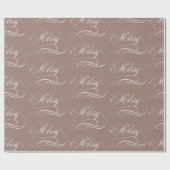 Bruine waskalligrafie, 9C7F74 Cadeaupapier (Vlak)