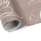 Bruine waskalligrafie, 9C7F74 Cadeaupapier (Rol Hoek)