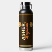 Bruine waterfles met naam (Voorkant)