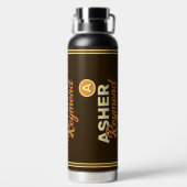 Bruine waterfles met naam (Achterkant)