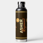 Bruine waterfles met naam (Links)