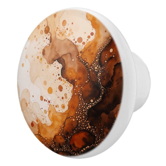 Bruine Waterverf Aardse kleuren Keramische Knop (Rechts)