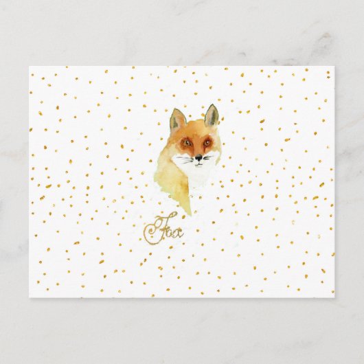 Bruine waterverf fox goudhoudende stippen briefkaart (Voorkant)