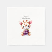 Bruine Waterverf Giraffe minimalistisch Baby showe Servet (Voorkant)