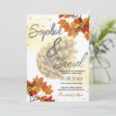 Bruine Waterverf Herfstbruiloft Kaart (Staand voorkant)