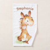 Bruine Waterverf kleine paarden Bad Handdoek (Handdoek)