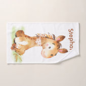 Bruine Waterverf kleine paarden Bad Handdoek (Handdoek)