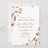 Bruine Waterverf najaar uitnodigen voor bruiloft Kaart (Voorkant)