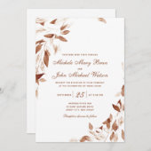 Bruine Waterverf najaar uitnodigen voor bruiloft Kaart (Voorkant / Achterkant)